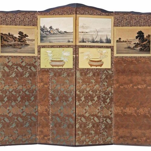 Victorian Chinoiserie mahogany dressing screen